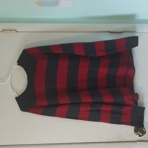 Red and grey striped sweater